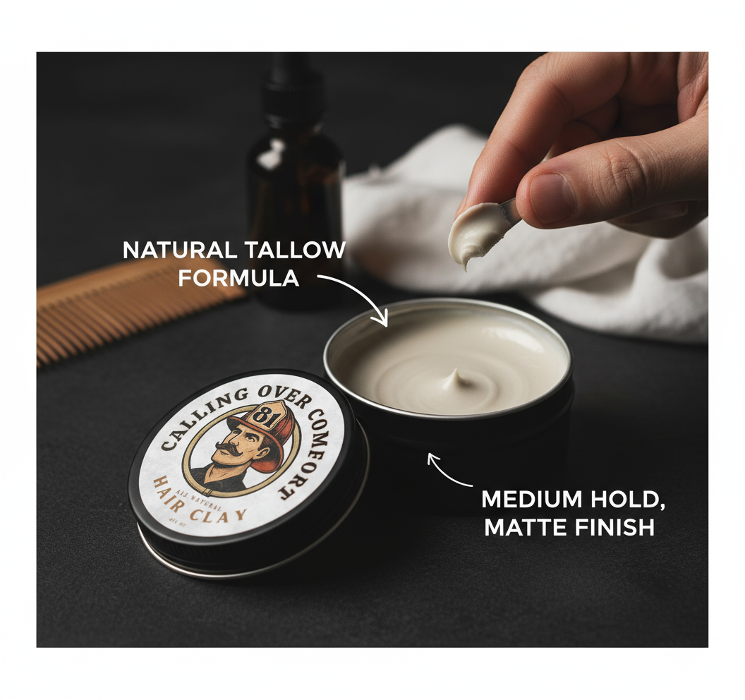 Hair Clay with Light Gray-Cream Color and Natural Application