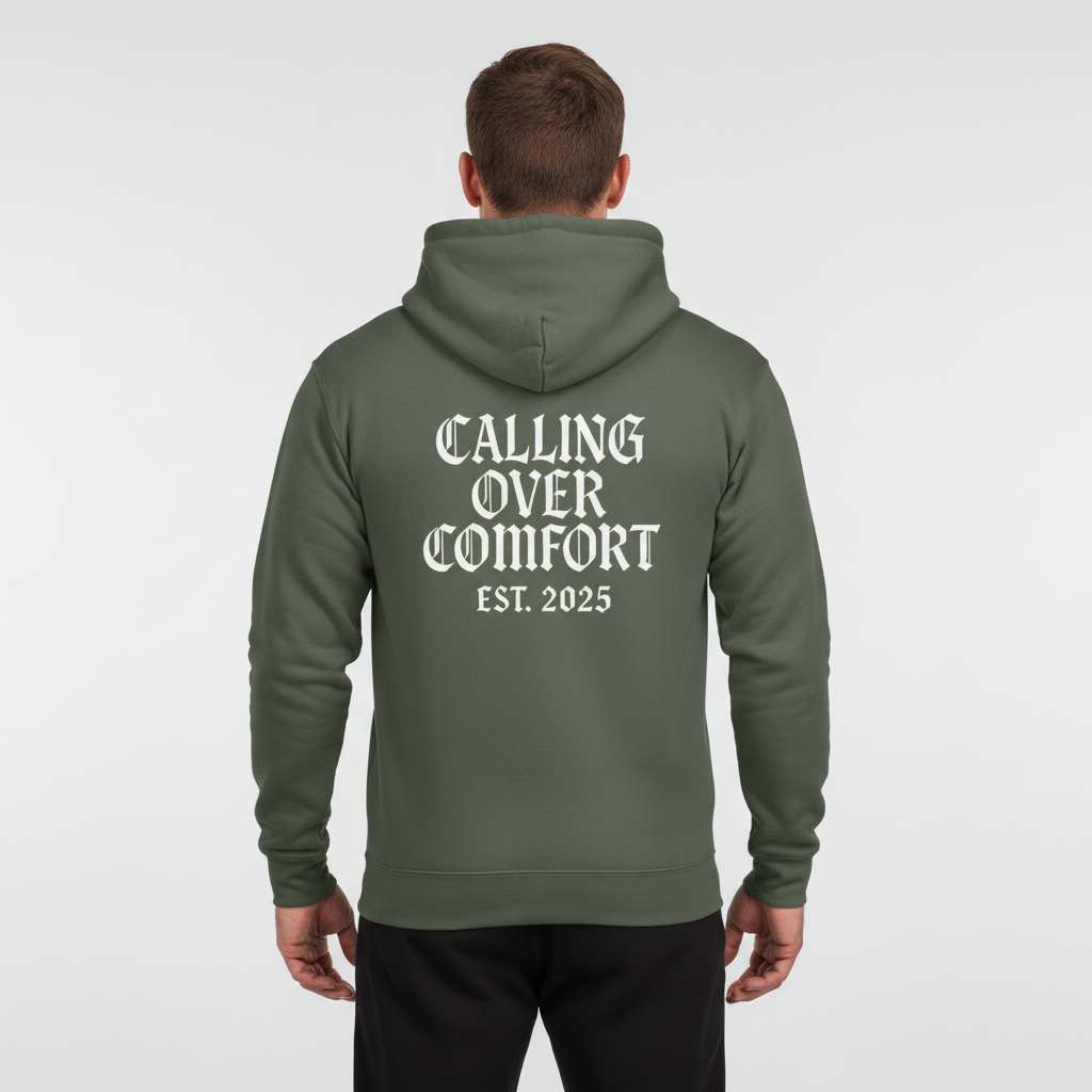 Military Green Hoodie Back View - Full Sleeves
